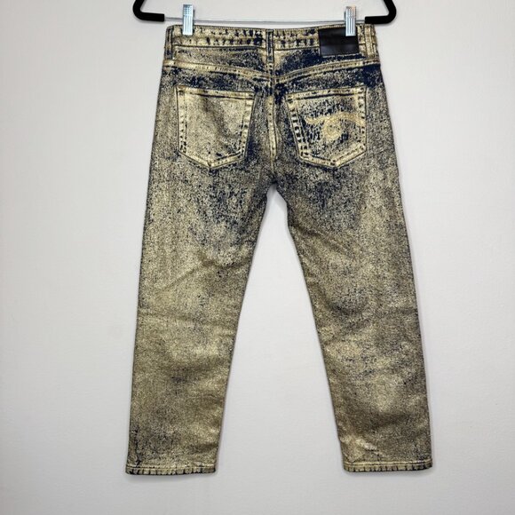 R13 Boy Straight Jeans Size 25 – Stretch Gold Indigo, Mid-Rise Cropped Straight - Picture 5 of 13